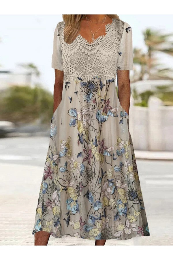 MARIAN – FLORAL LACE MIDI DRESS
