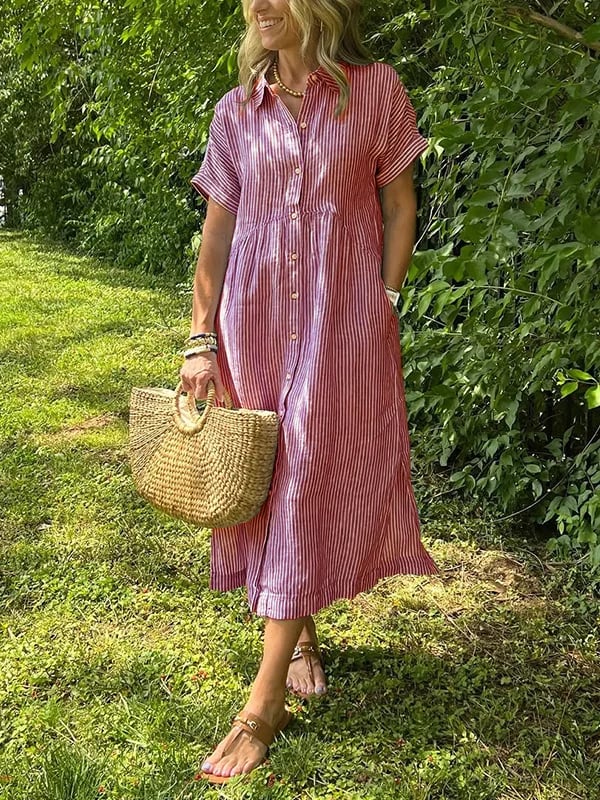 MARIE – STRIPED BUTTON-DOWN DRESS
