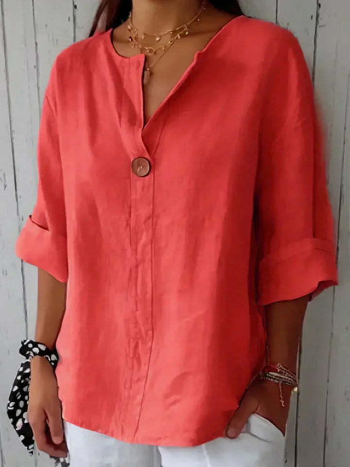 IYAH – AIRY V-NECK LINEN TOP