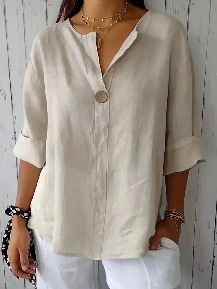 IYAH – AIRY V-NECK LINEN TOP