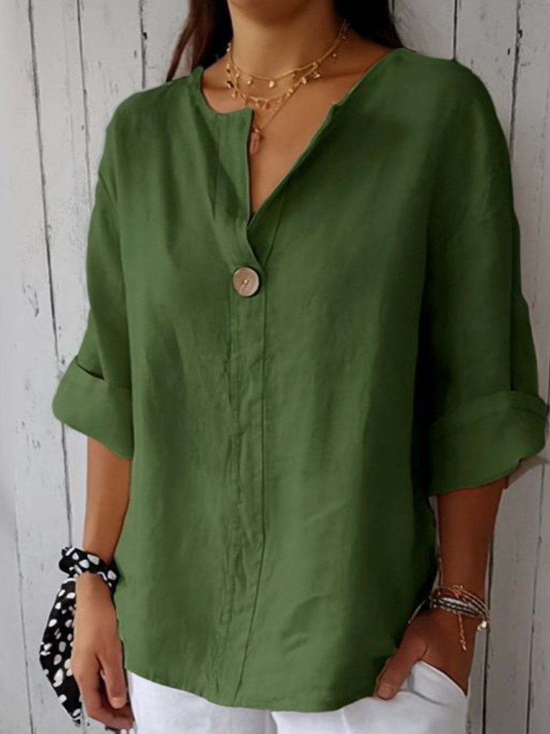 IYAH – AIRY V-NECK LINEN TOP