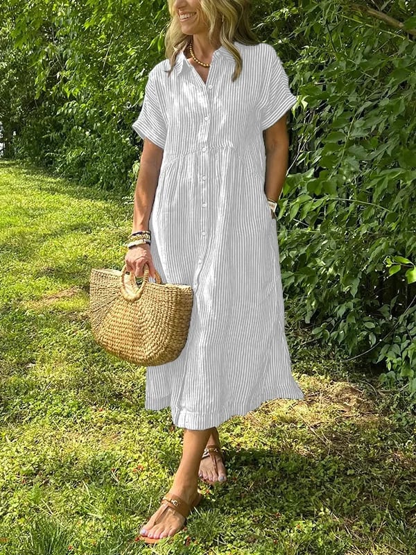 MARIE – STRIPED BUTTON-DOWN DRESS