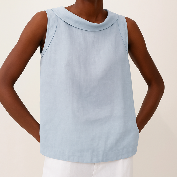 ELENA– SLEEVELESS ROLL COLLAR TOP