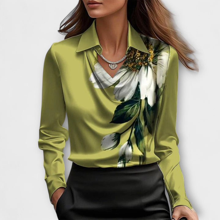 EMILIA– SHINY DRAPED BLOUSE