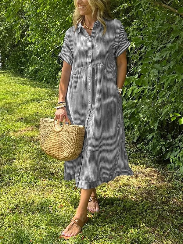 MARIE – STRIPED BUTTON-DOWN DRESS