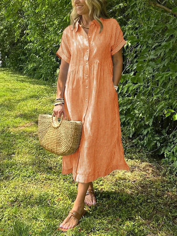 MARIE – STRIPED BUTTON-DOWN DRESS