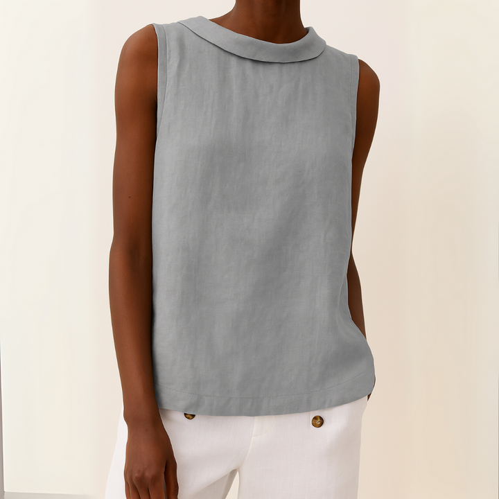 ELENA– SLEEVELESS ROLL COLLAR TOP
