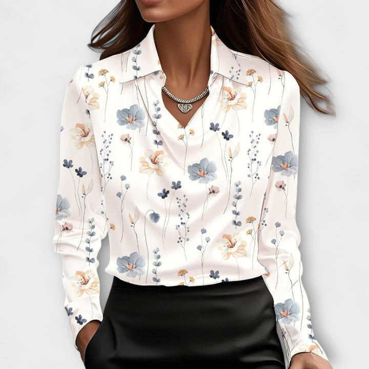 EMILIA– SHINY DRAPED BLOUSE