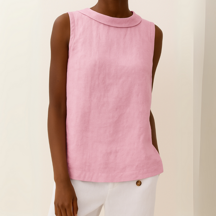 ELENA– SLEEVELESS ROLL COLLAR TOP