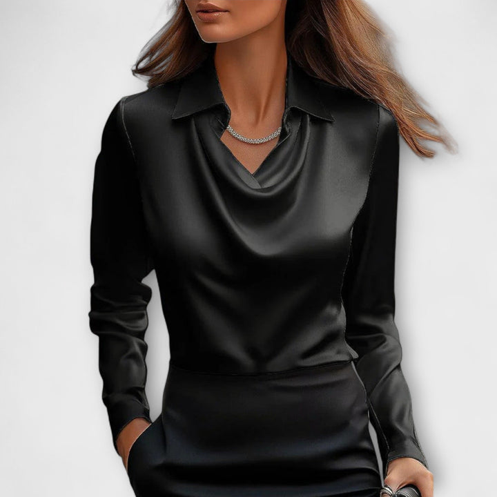 EMILIA– SHINY DRAPED BLOUSE