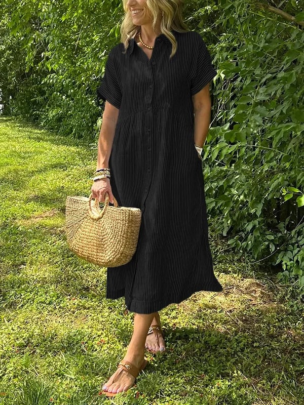 MARIE – STRIPED BUTTON-DOWN DRESS