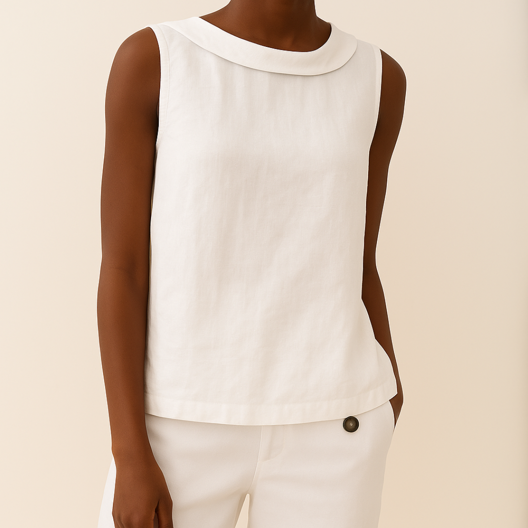 ELENA– SLEEVELESS ROLL COLLAR TOP