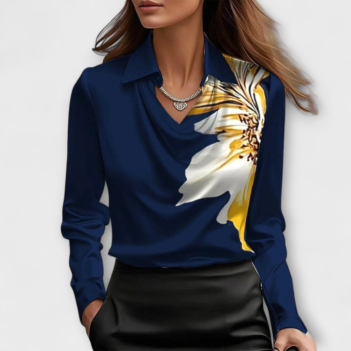EMILIA– SHINY DRAPED BLOUSE