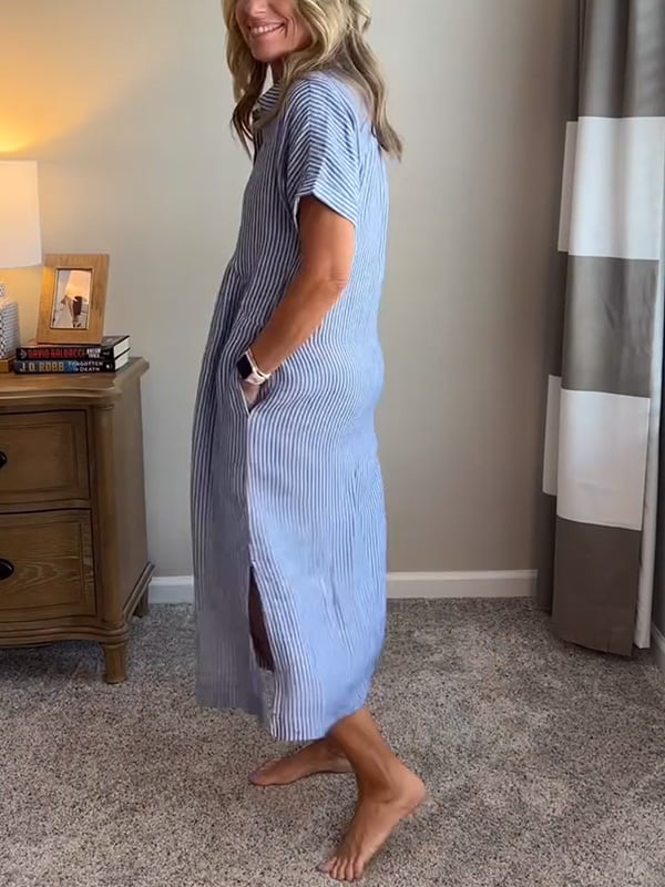 MARIE – STRIPED BUTTON-DOWN DRESS
