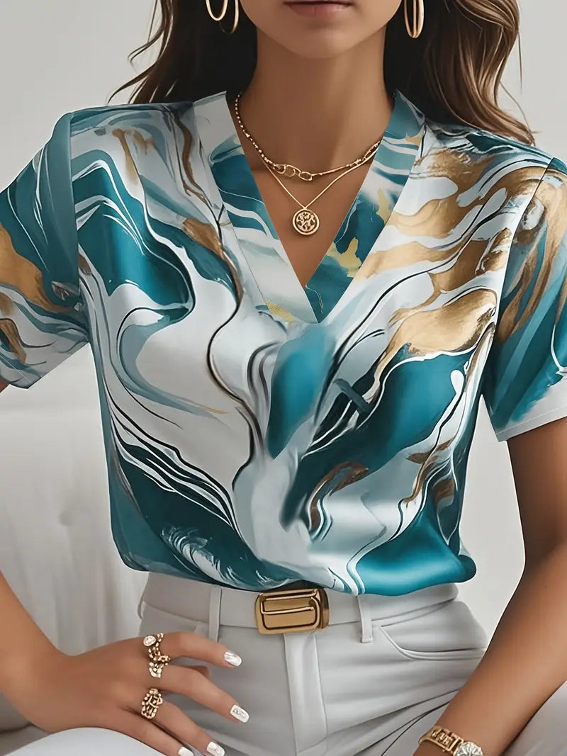 ELISE - MARBLE PRINT SHIRT