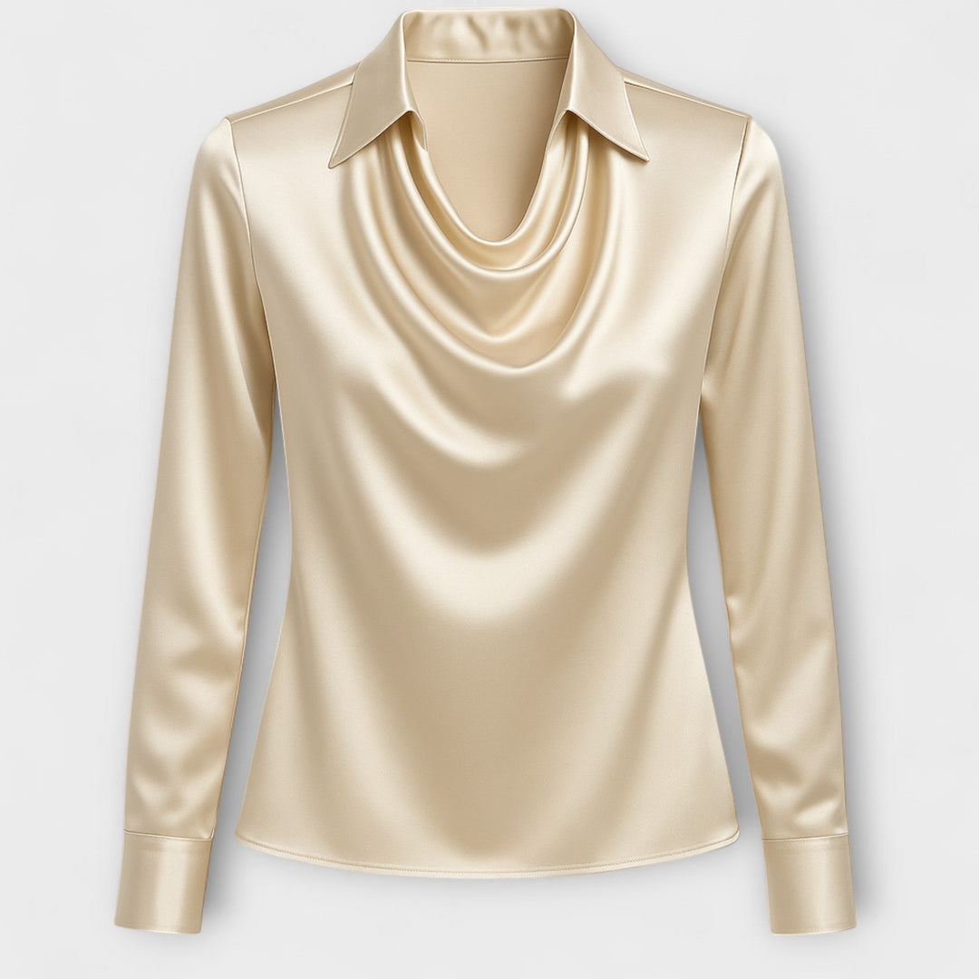 EMILIA– SHINY DRAPED BLOUSE