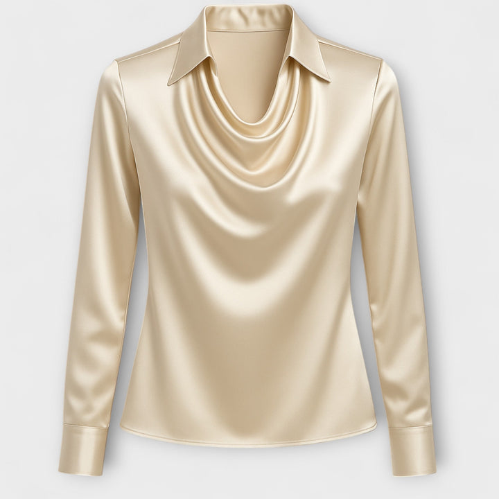 EMILIA– SHINY DRAPED BLOUSE