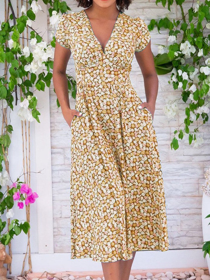 ALINA – FEMININE FLORAL MIDI DRESS