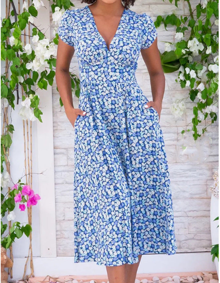 ALINA – FEMININE FLORAL MIDI DRESS