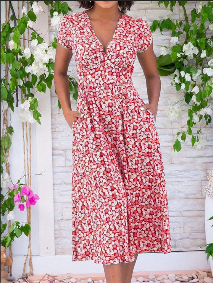 ALINA – FEMININE FLORAL MIDI DRESS