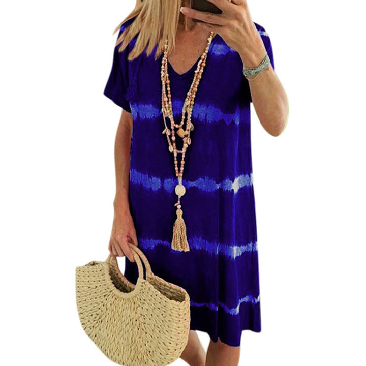 SELENA – PRINTED V-NECK SHIFT DRESS