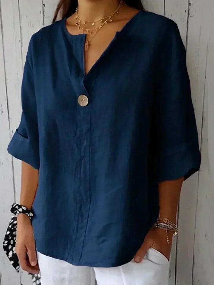 IYAH – AIRY V-NECK LINEN TOP