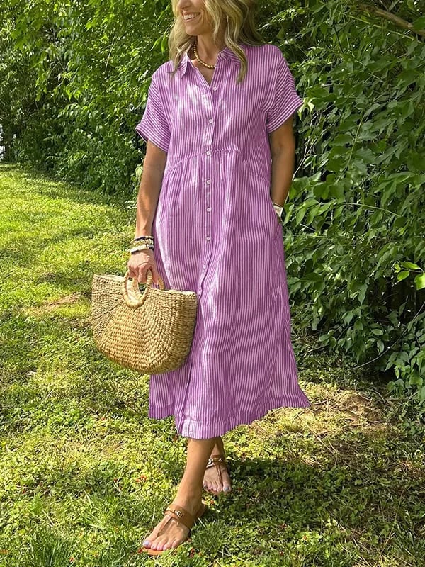MARIE – STRIPED BUTTON-DOWN DRESS