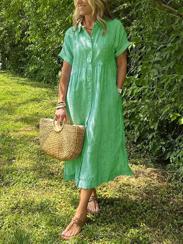 MARIE – STRIPED BUTTON-DOWN DRESS