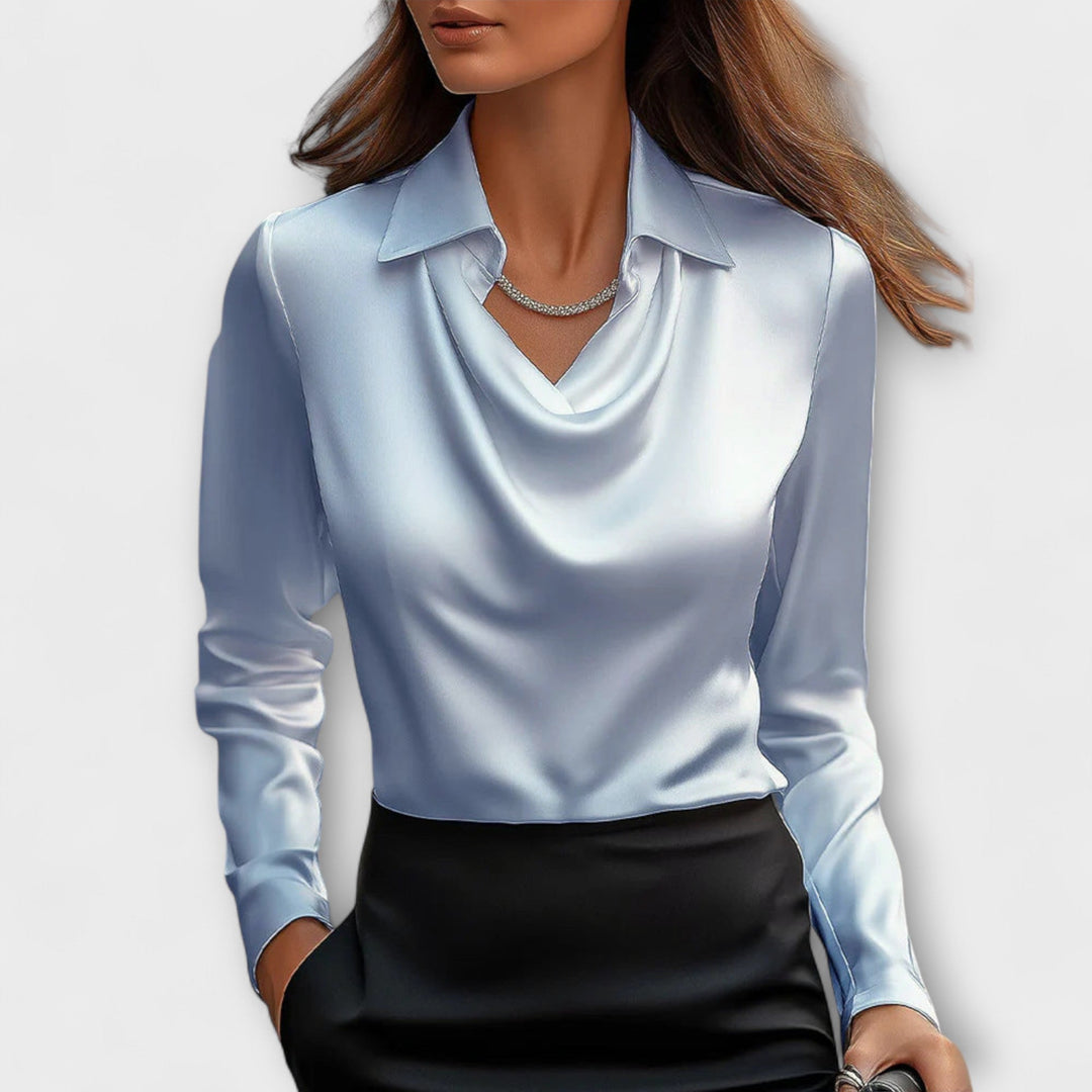 EMILIA– SHINY DRAPED BLOUSE