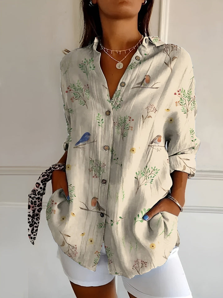 MARINA – FLORAL LONG-LINE BLOUSE
