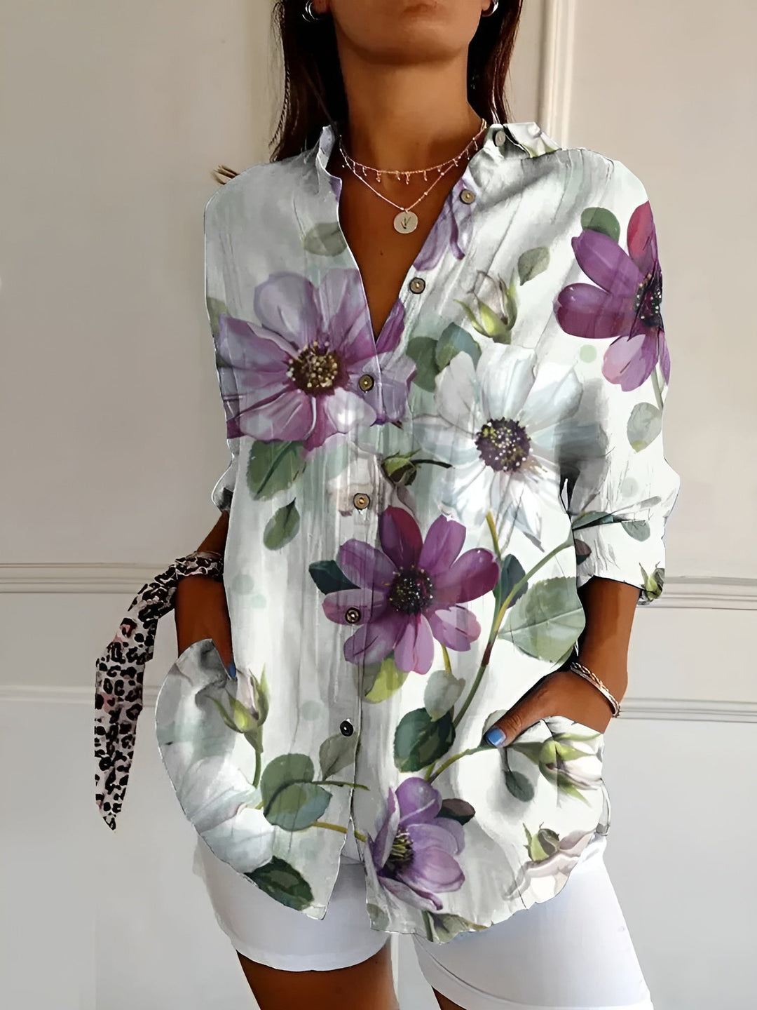 MARINA – FLORAL LONG-LINE BLOUSE
