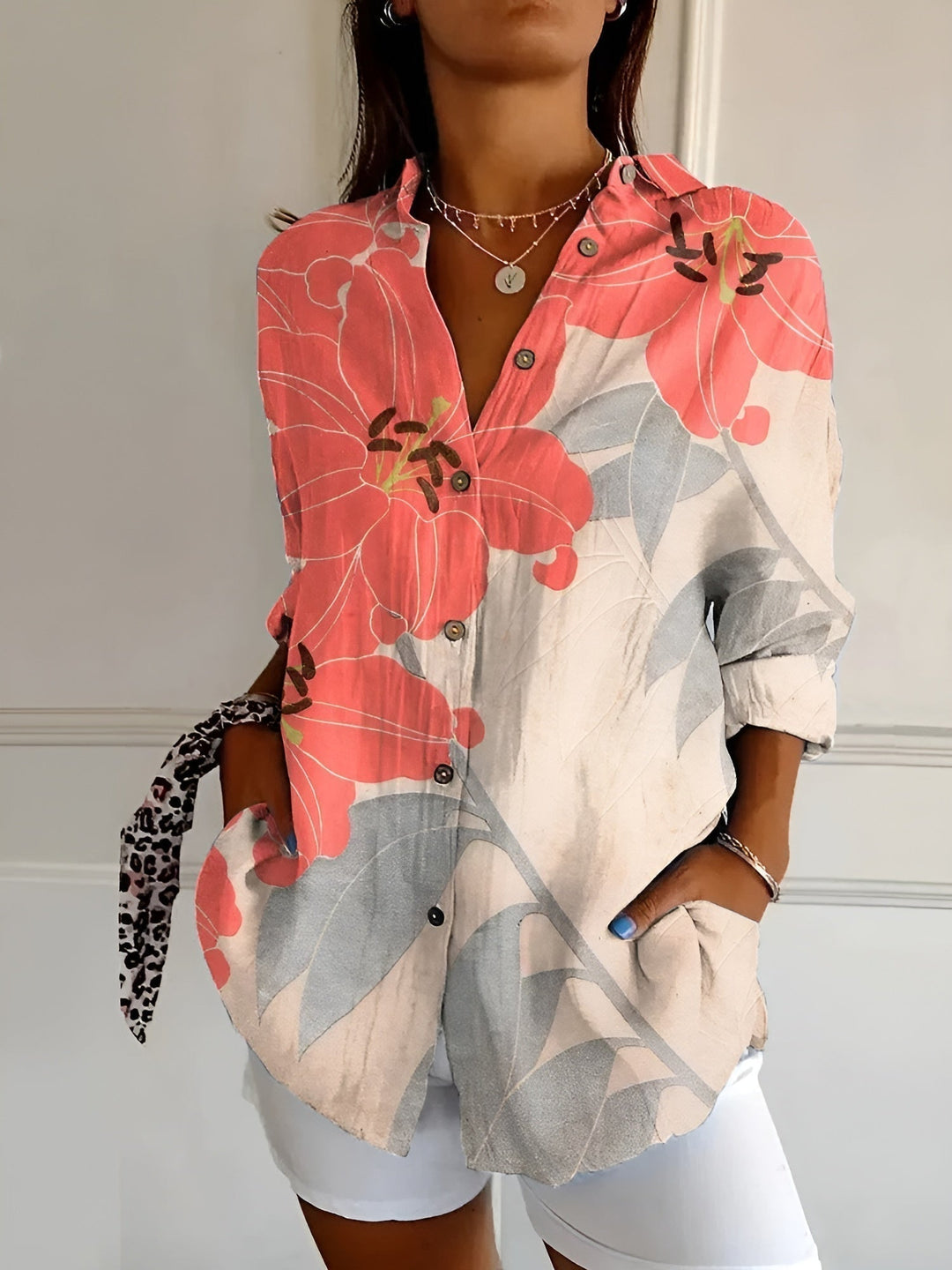 MARINA – FLORAL LONG-LINE BLOUSE
