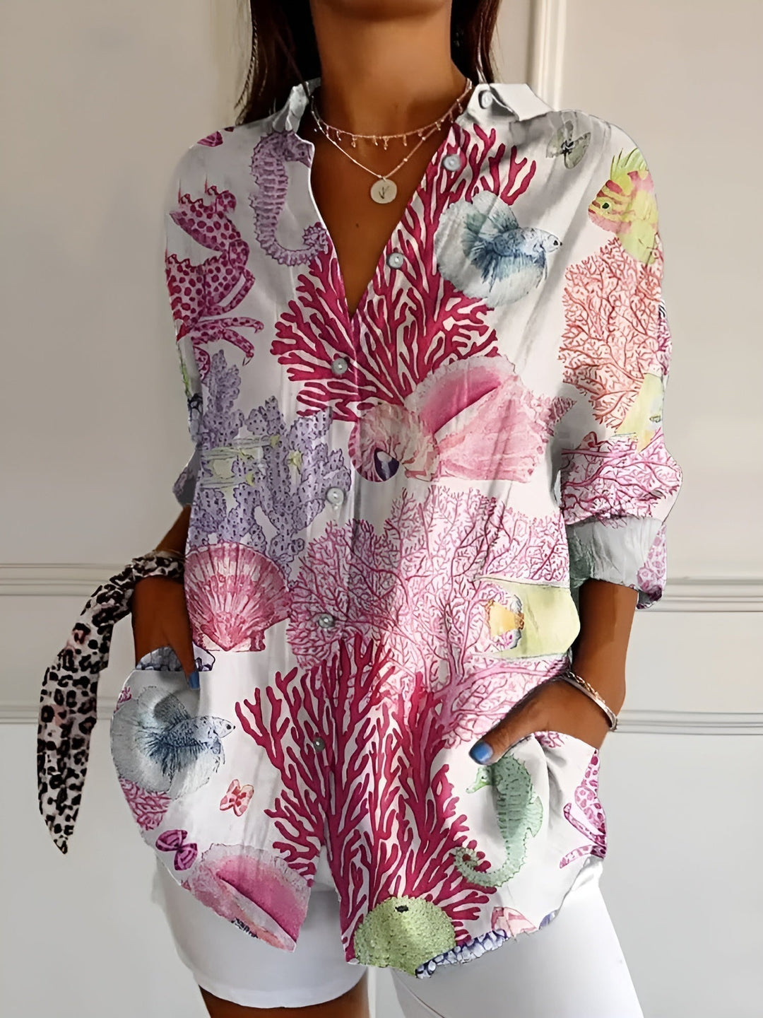 MARINA – FLORAL LONG-LINE BLOUSE