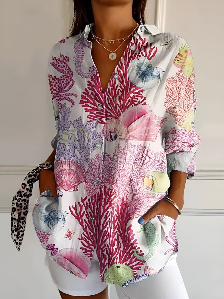 MARINA – FLORAL LONG-LINE BLOUSE